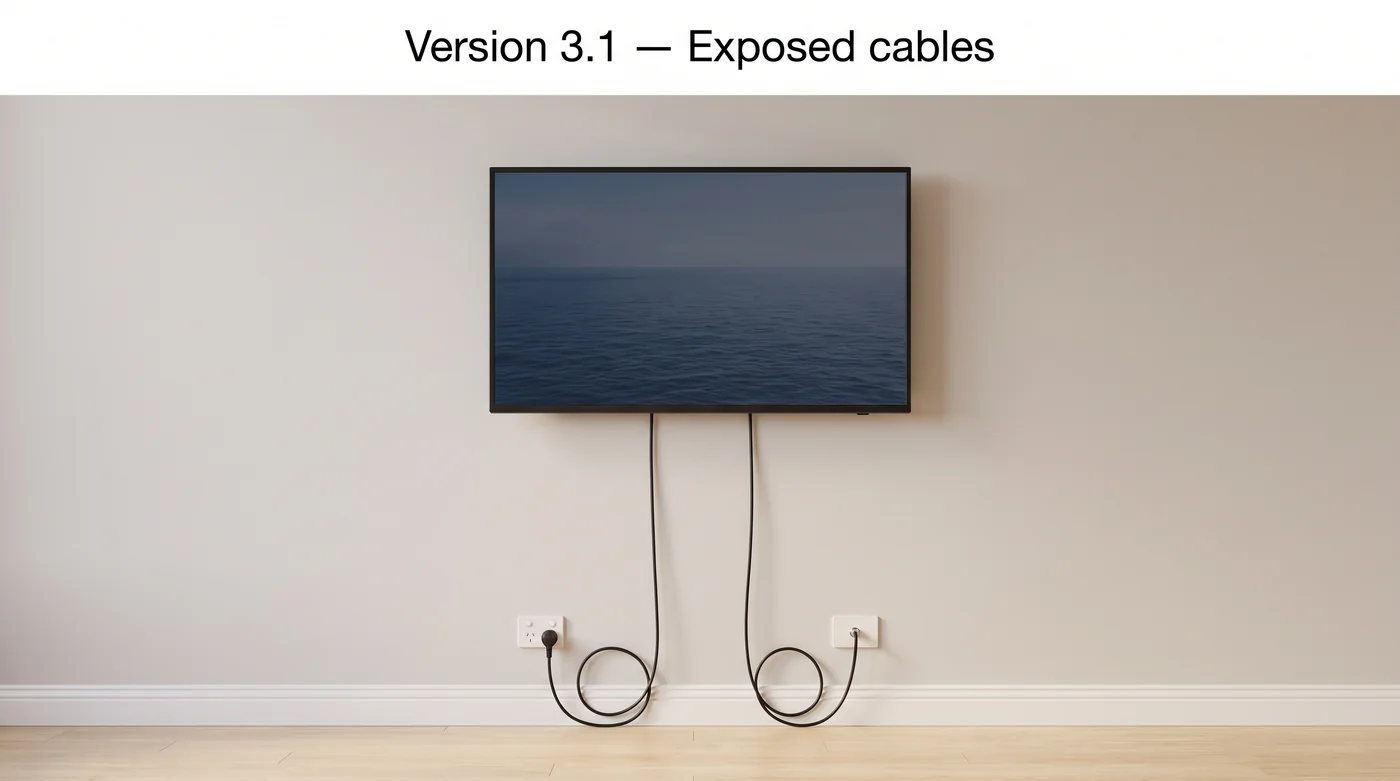 TV cables running to existing lower wall points