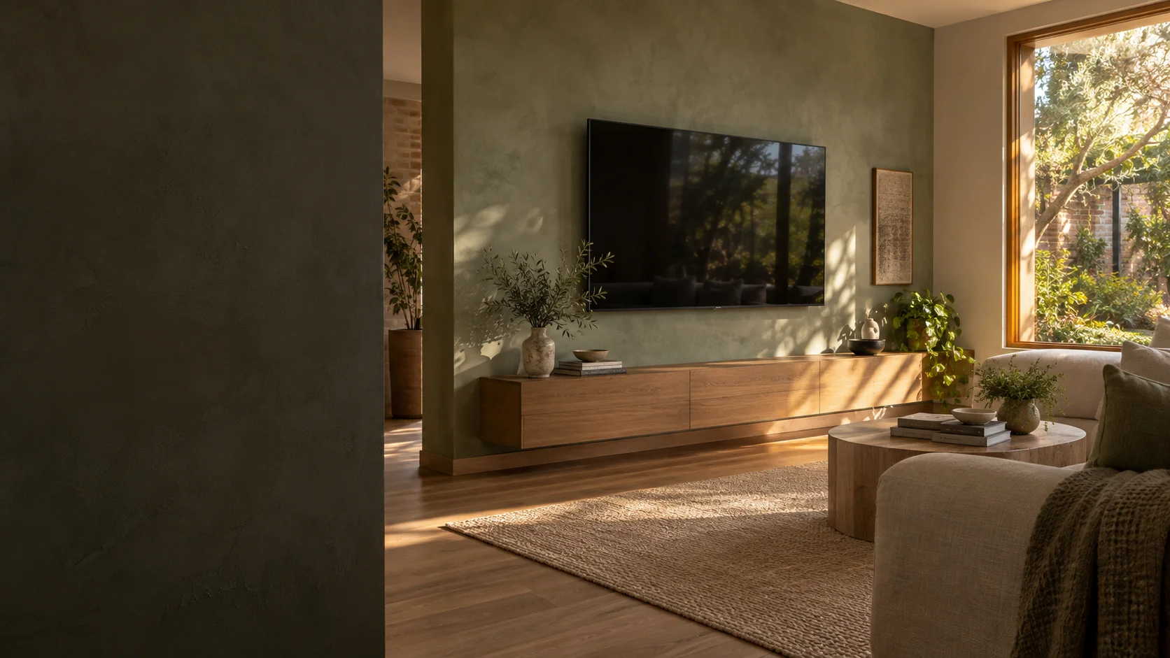 Ainslie living room with wall-mounted television