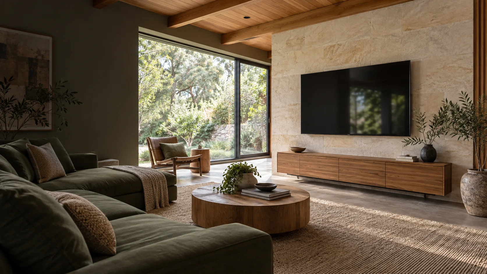 Aranda interior concept with a neatly wall-mounted television