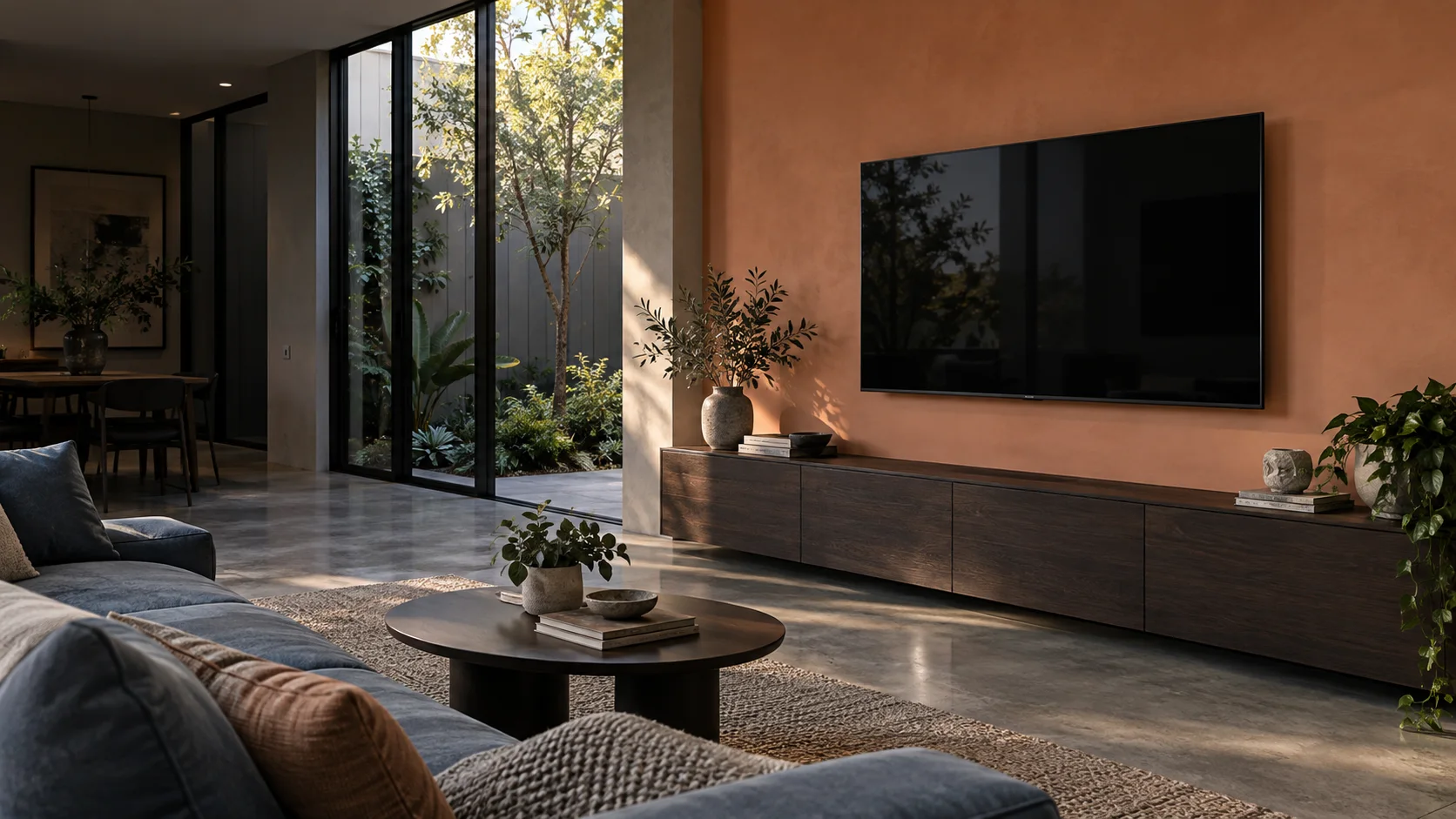 Bonner interior concept with a neatly wall-mounted television