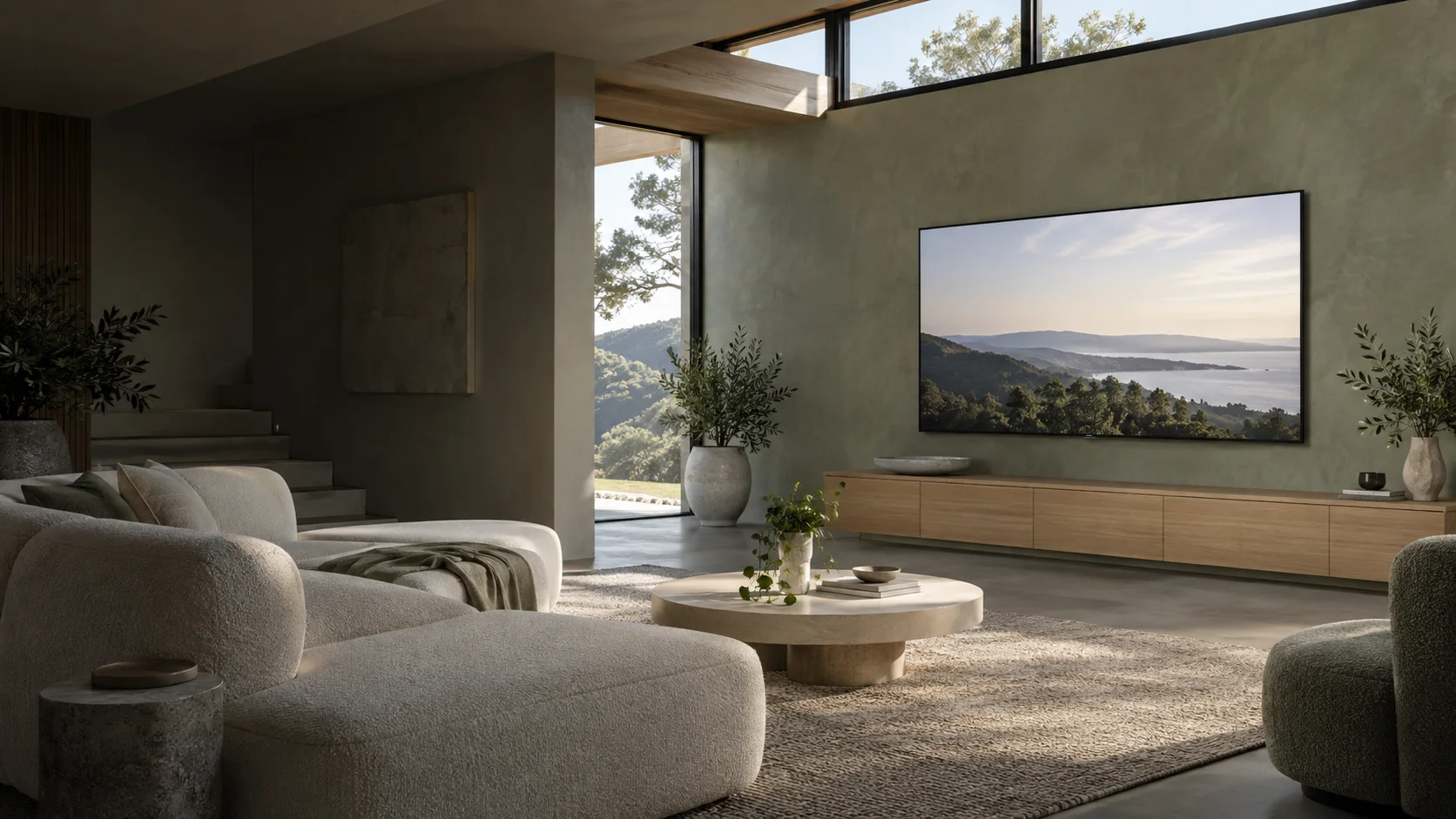 Bruce interior concept with a neatly wall-mounted television