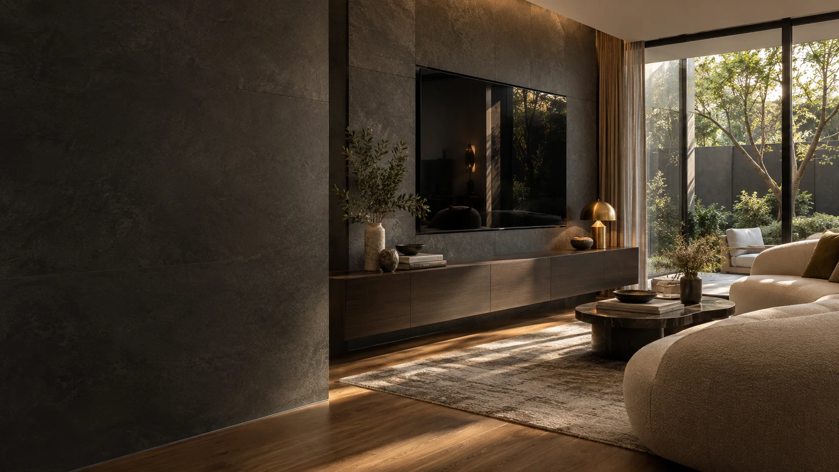 Capital Hill living room with wall-mounted television