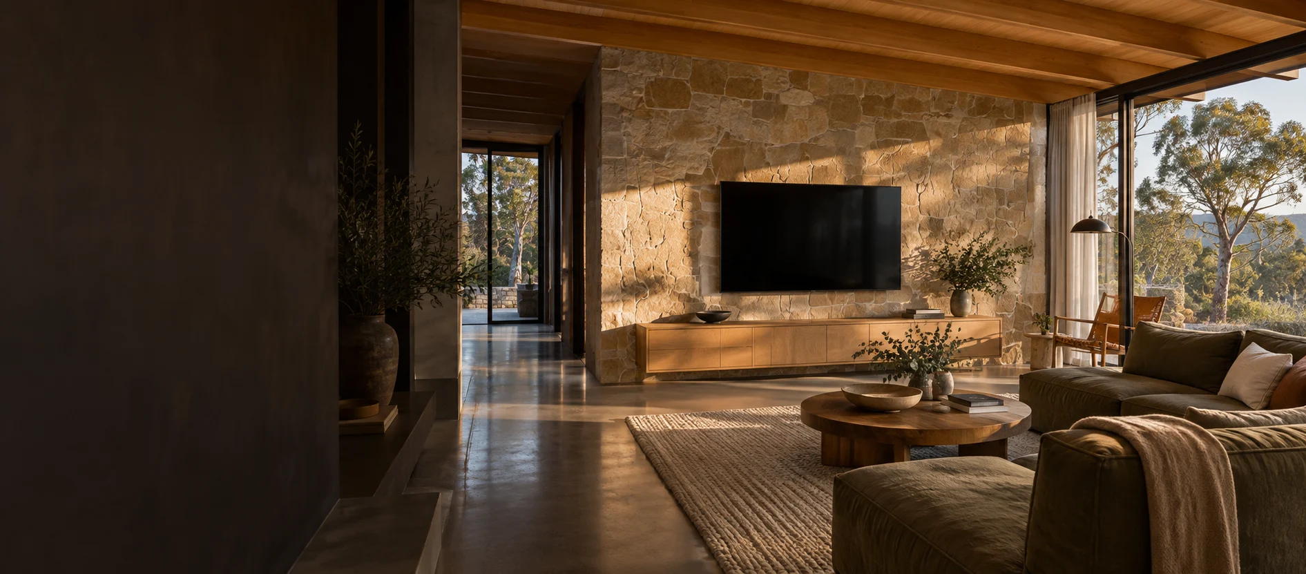 Generated Chapman living room with a wall-mounted television