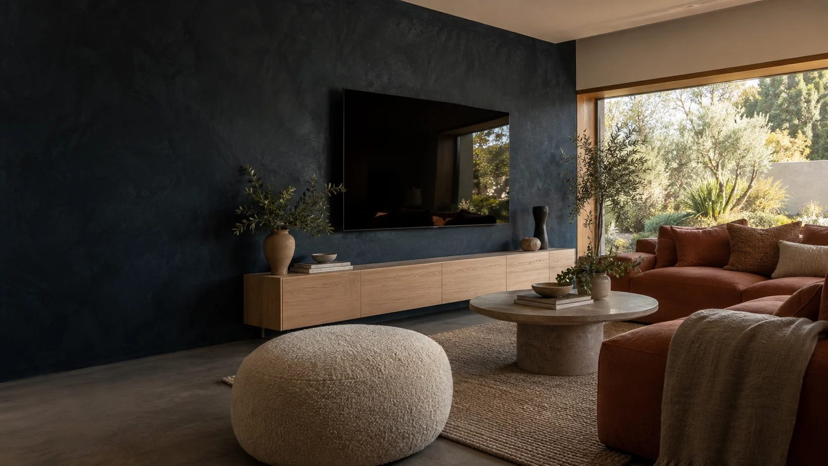 Chifley living room with wall-mounted television