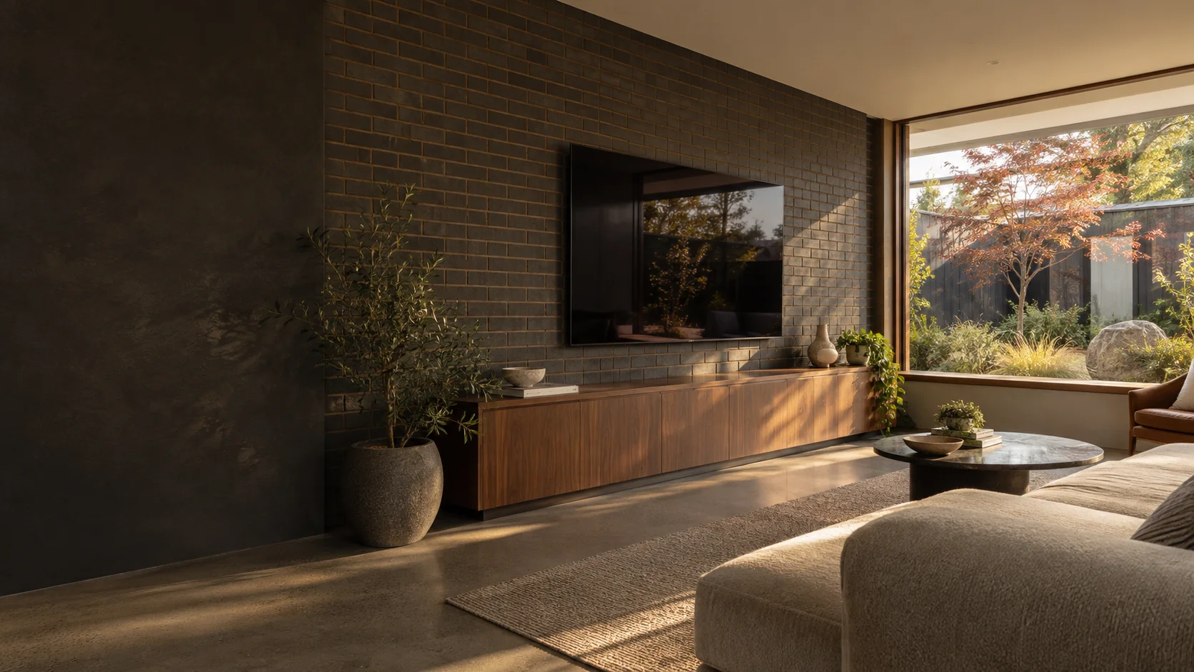Curtin living room with wall-mounted television