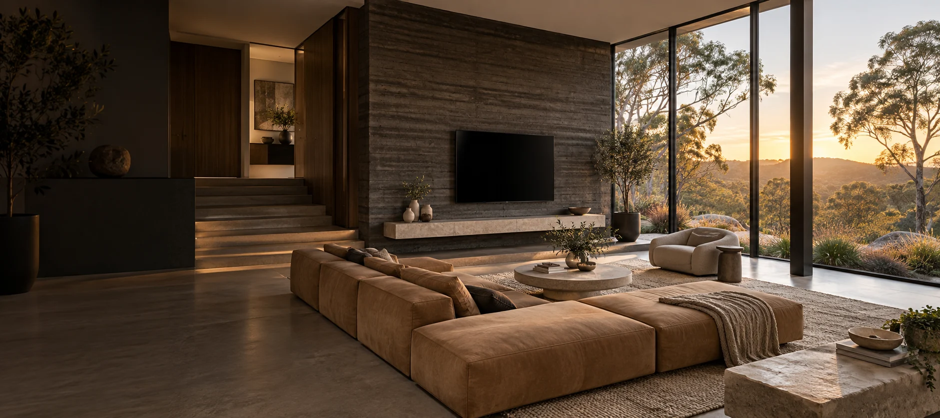 Generated Denman Prospect living room with a wall-mounted television