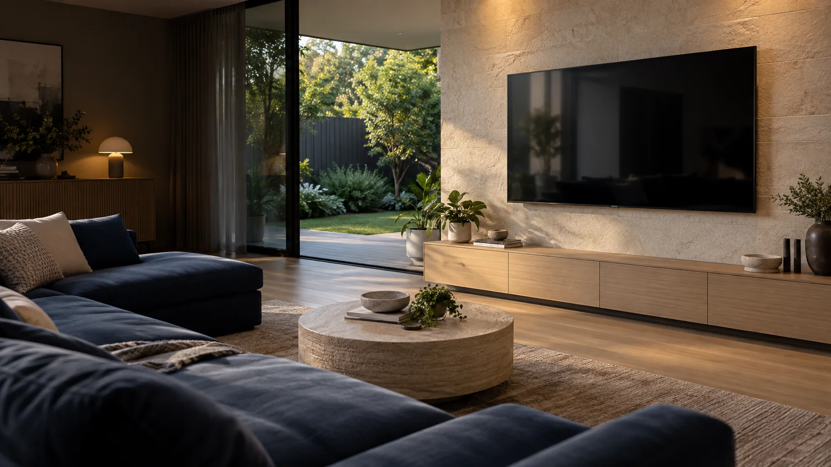 Dunlop interior concept with a neatly wall-mounted television