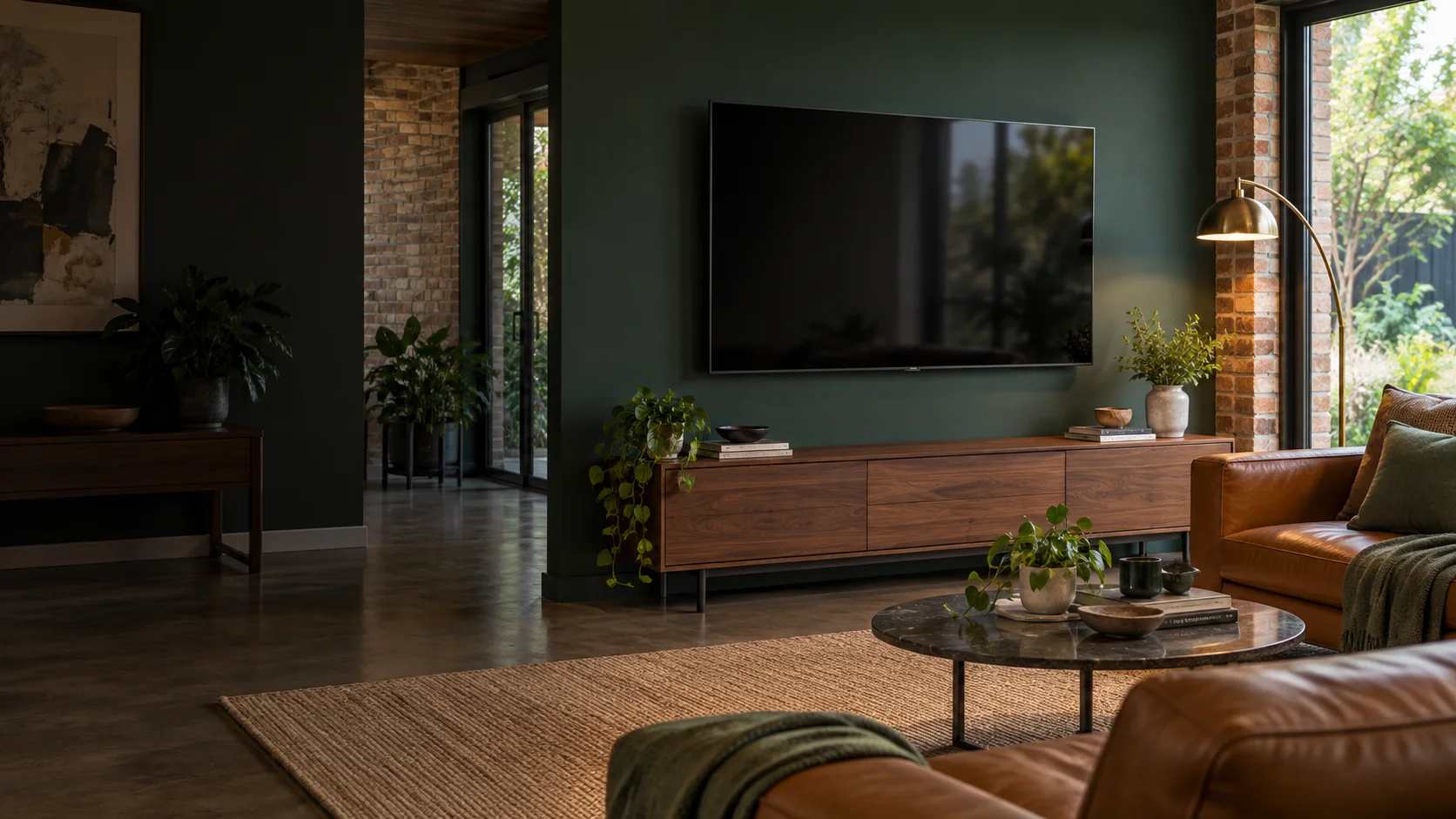 Evatt interior concept with a neatly wall-mounted television