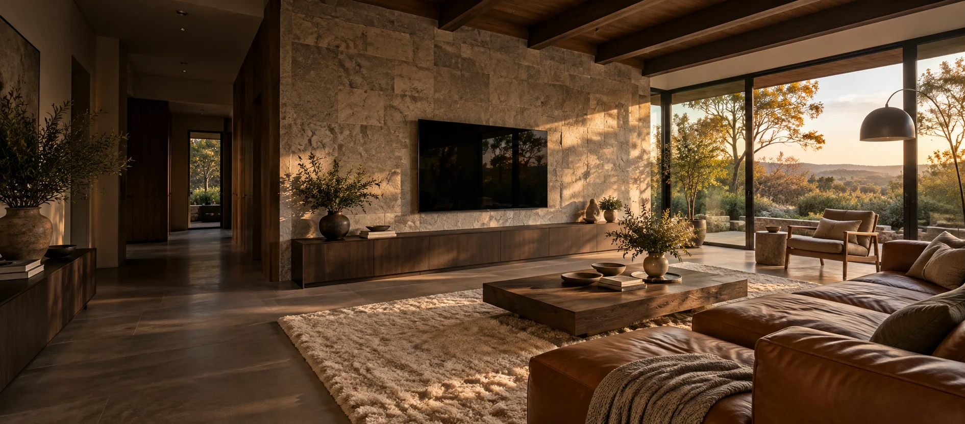Generated Fadden living room with a wall-mounted television