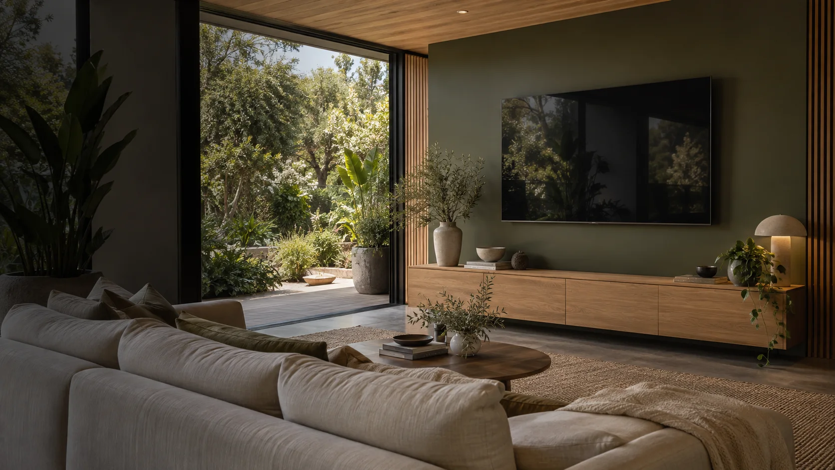 Forde interior concept with a neatly wall-mounted television