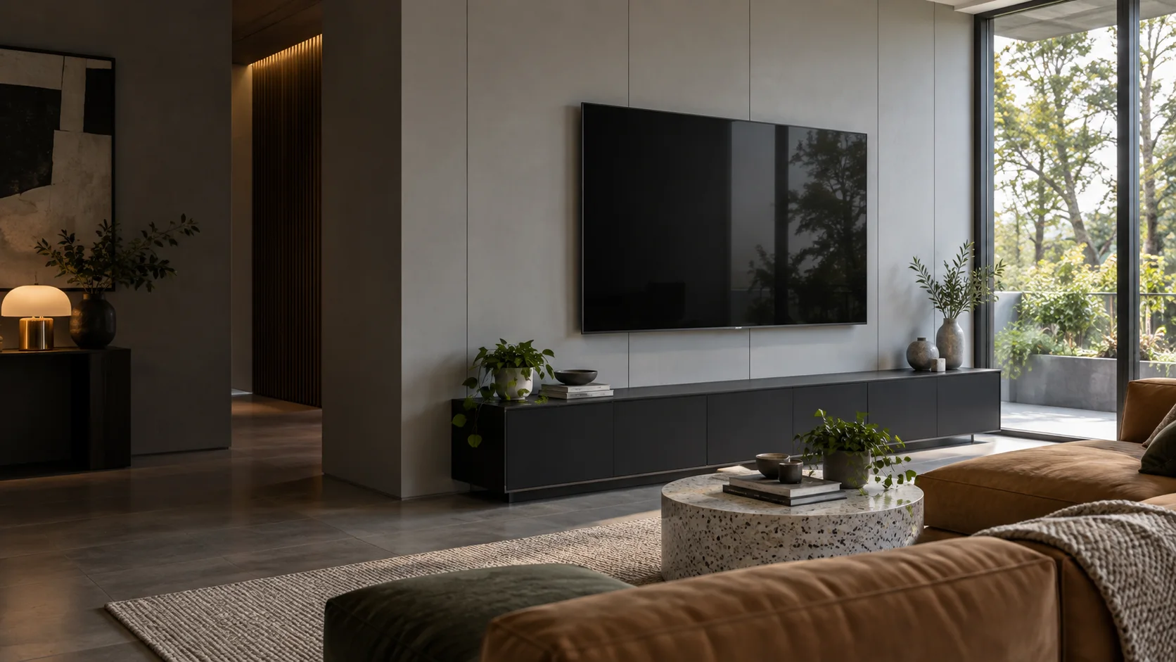 Franklin interior concept with a neatly wall-mounted television