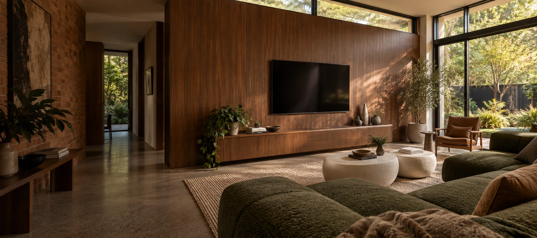 Generated Gowrie living room with a wall-mounted television