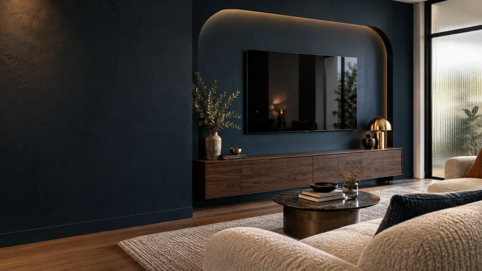 Griffith living room with wall-mounted television