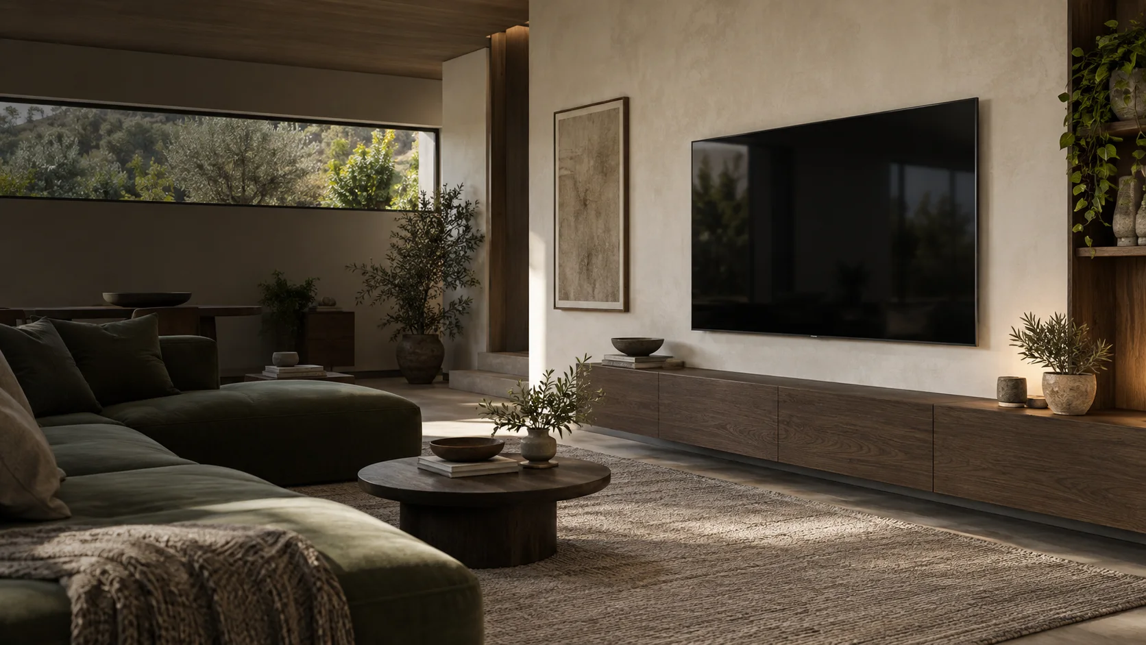 Hawker interior concept with a neatly wall-mounted television