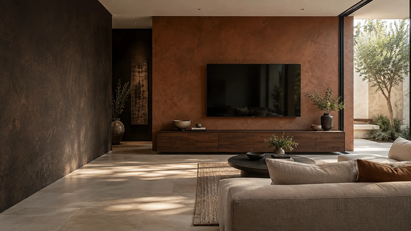 Mawson living room with wall-mounted television