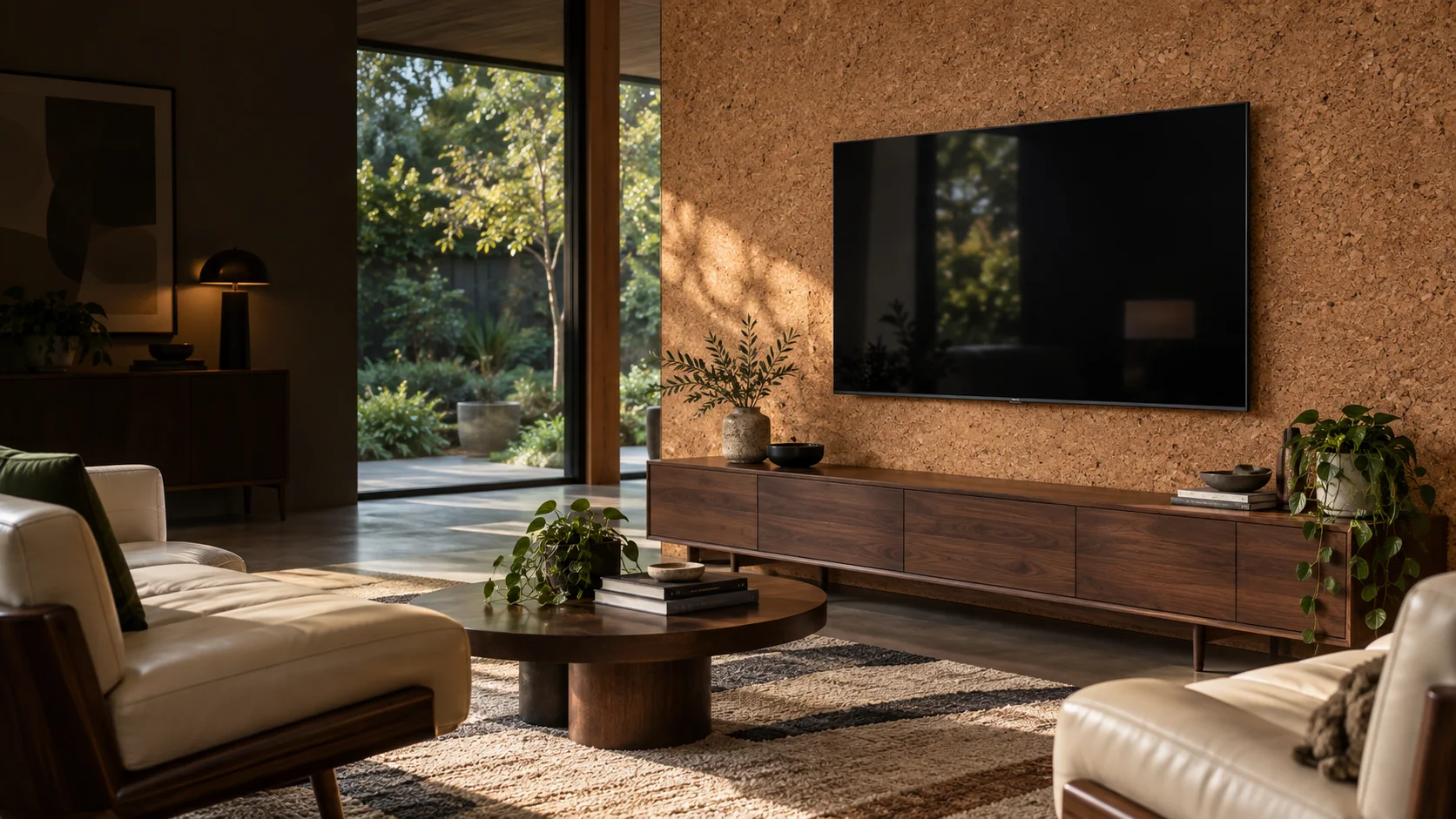 Melba interior concept with a neatly wall-mounted television