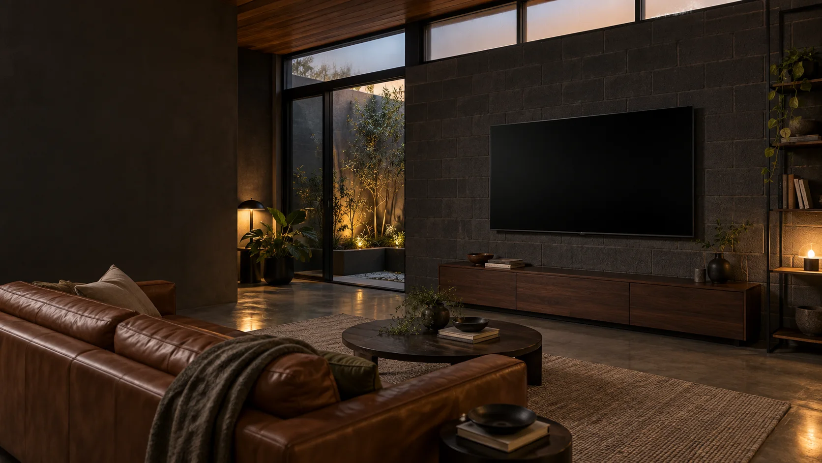 Mitchell living room with a wall-mounted TV