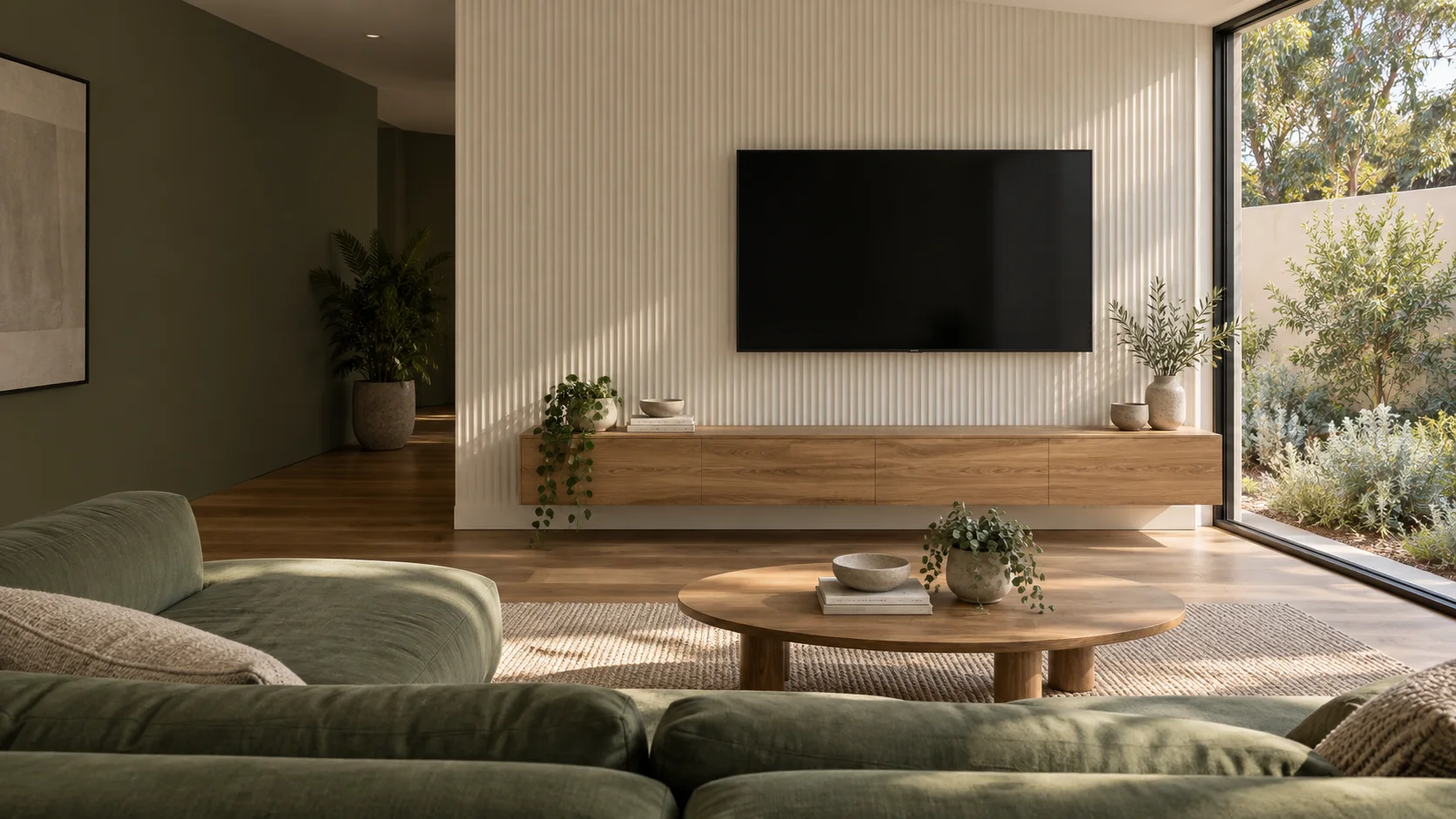 Moncrieff living room with a wall-mounted TV