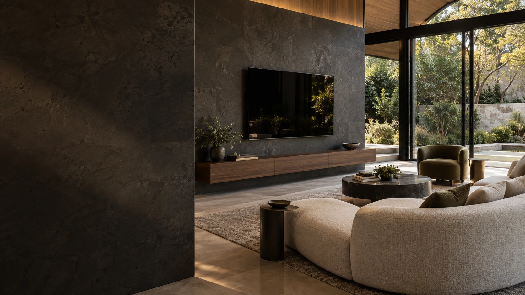 O’Malley living room with wall-mounted television