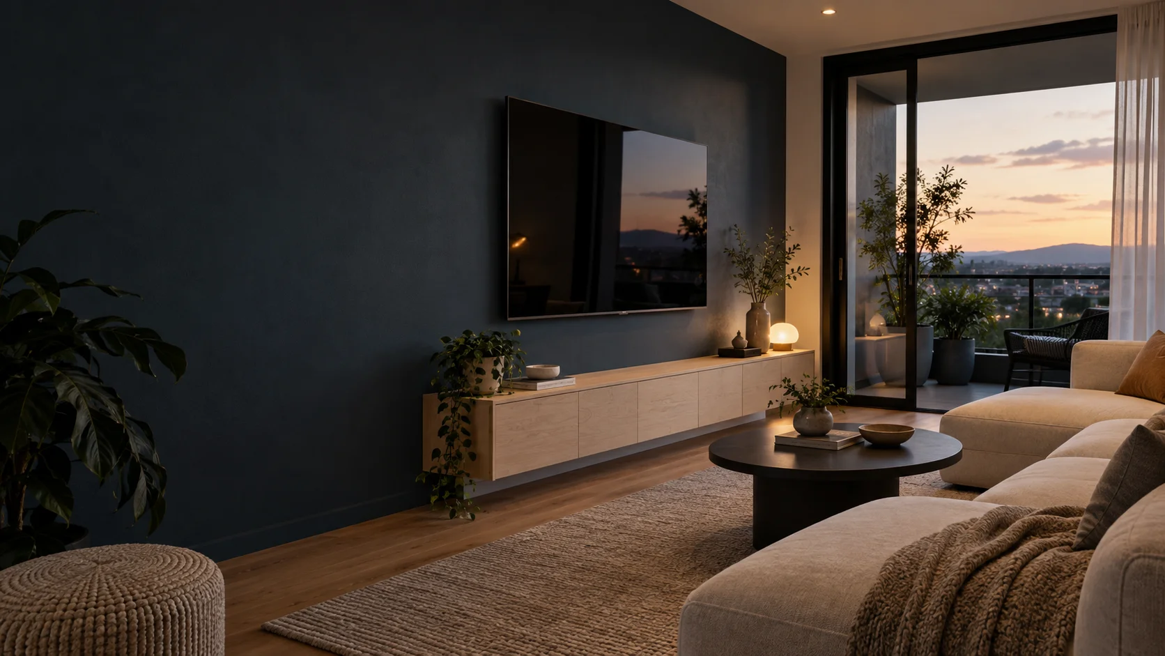 Phillip living room with wall-mounted television