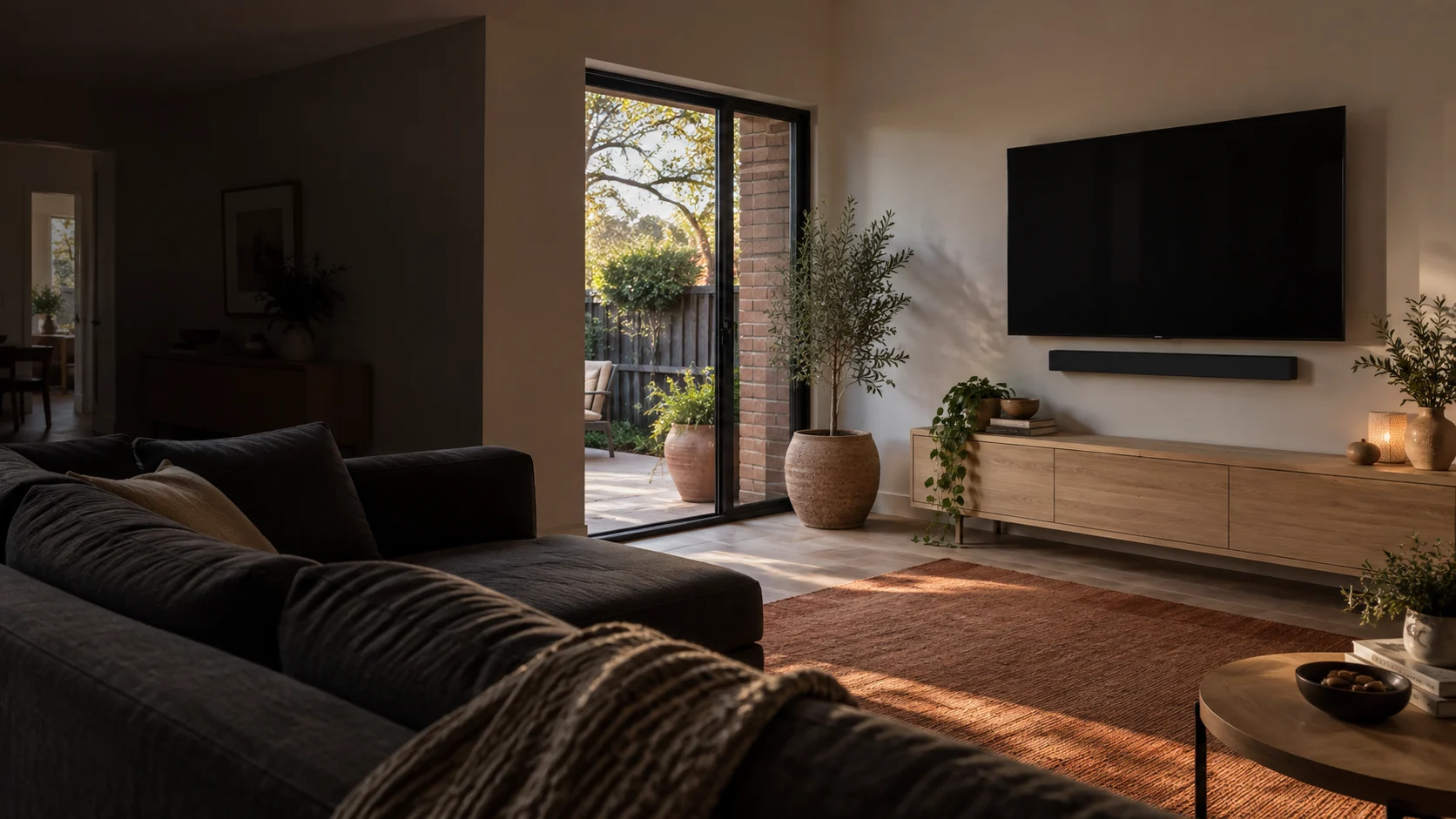 Queanbeyan West living room with a wall-mounted television