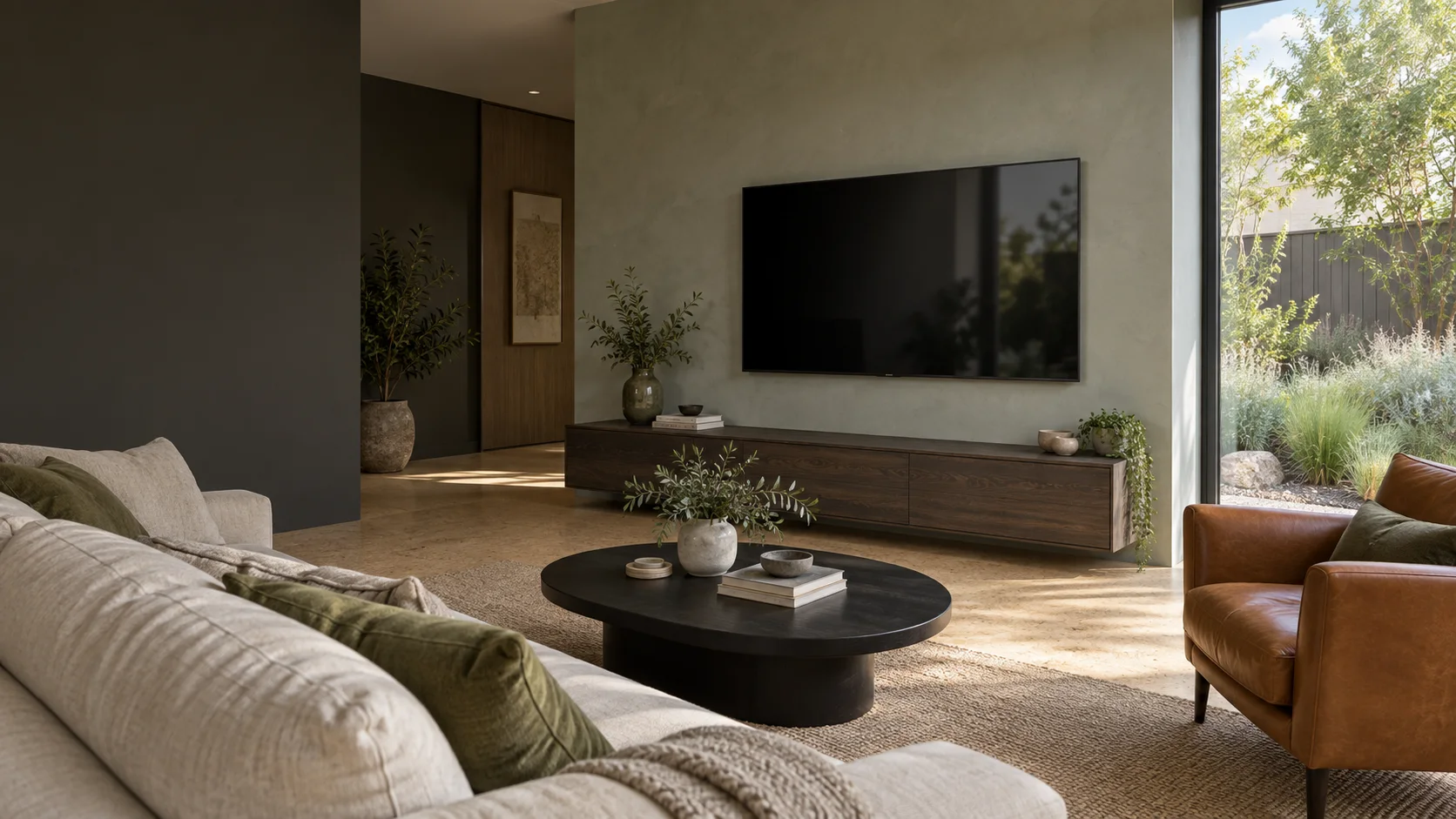 Throsby living room with a wall-mounted TV