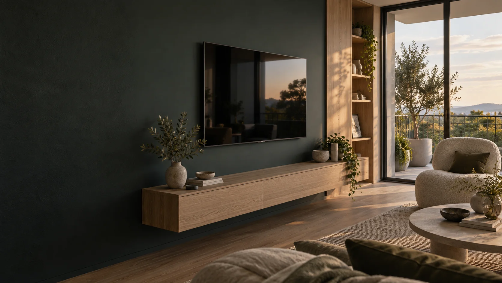 Turner living room with wall-mounted television