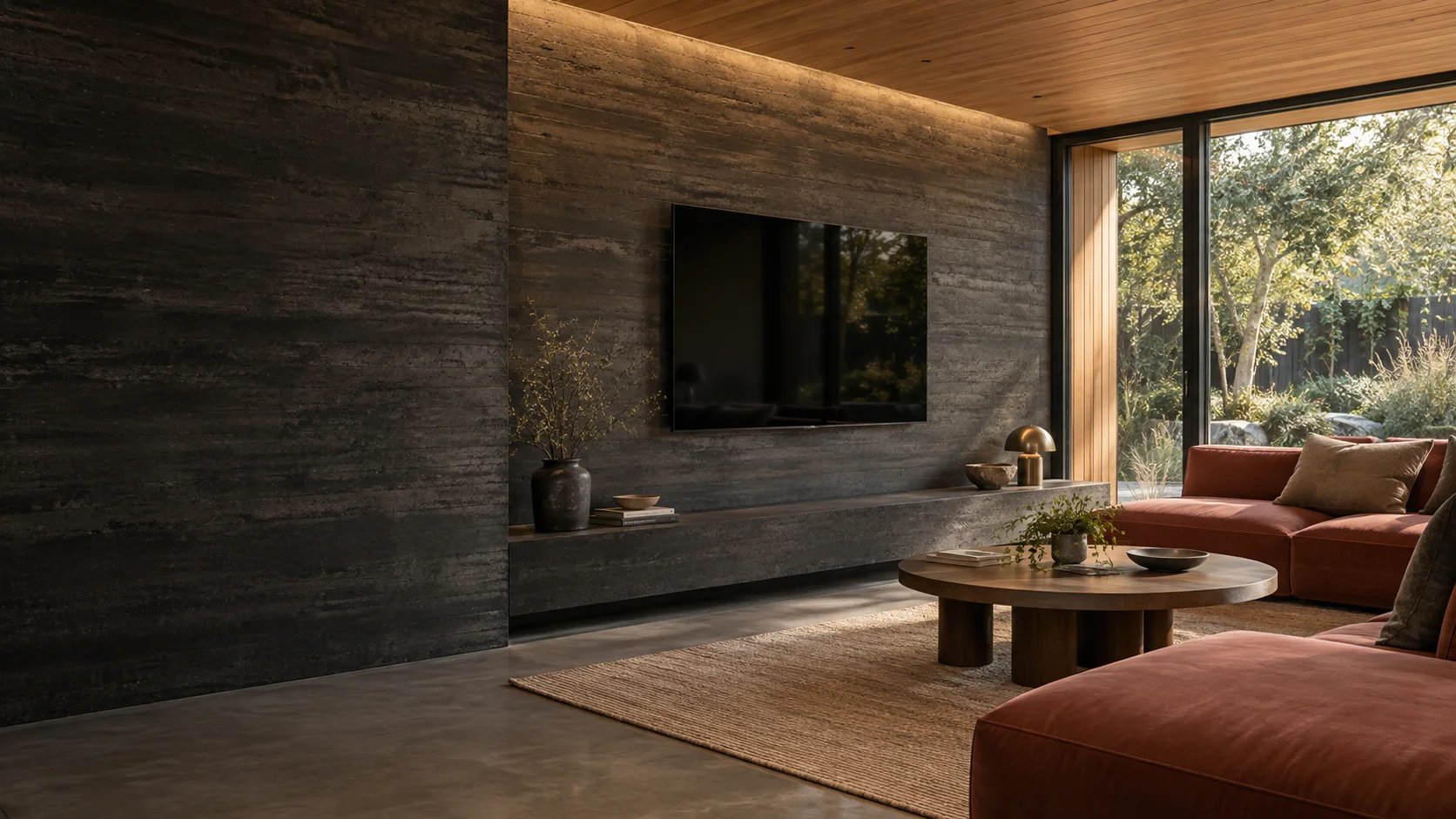 Watson living room with wall-mounted television